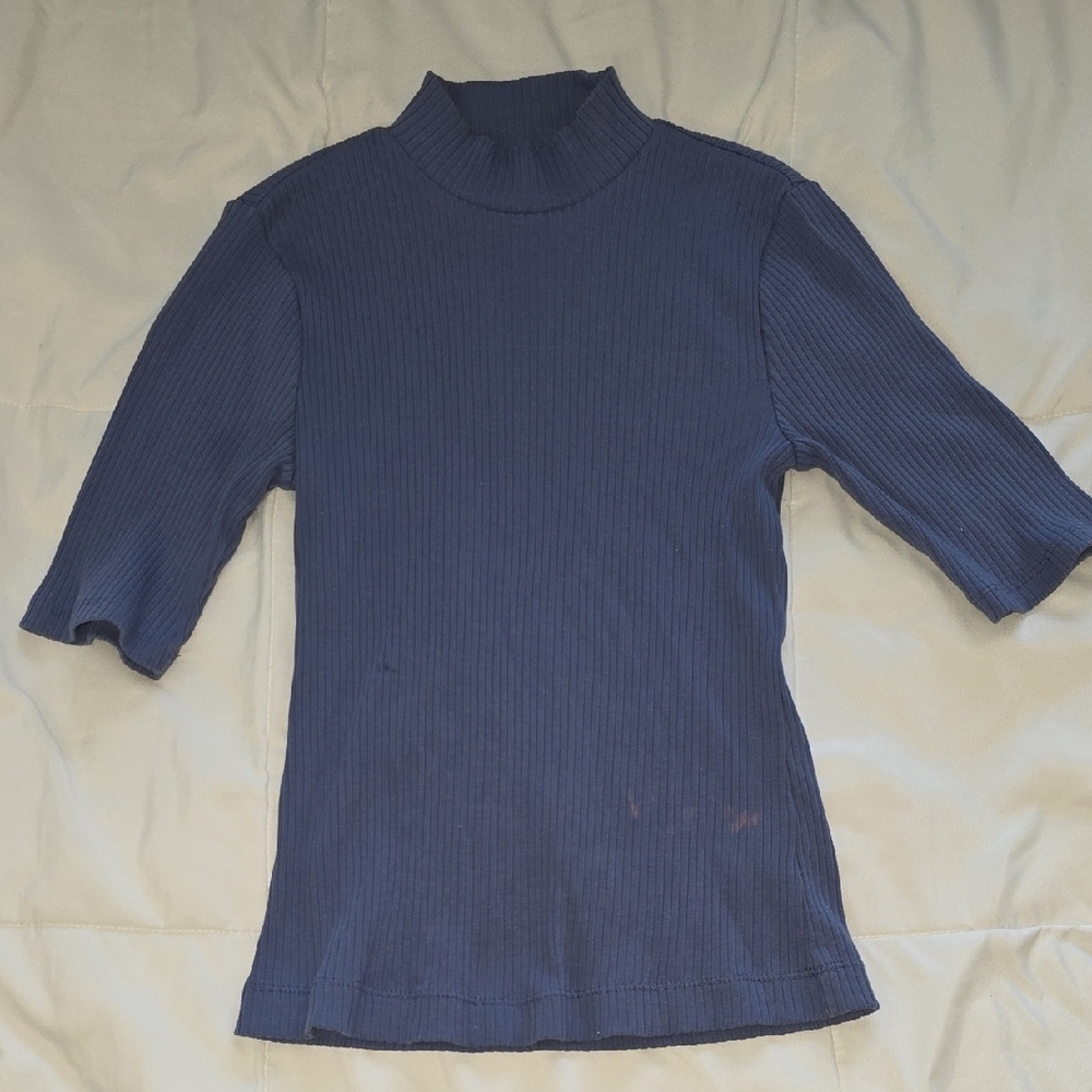 Old Navy Navy Blue Ribbed Short Sleeve Top